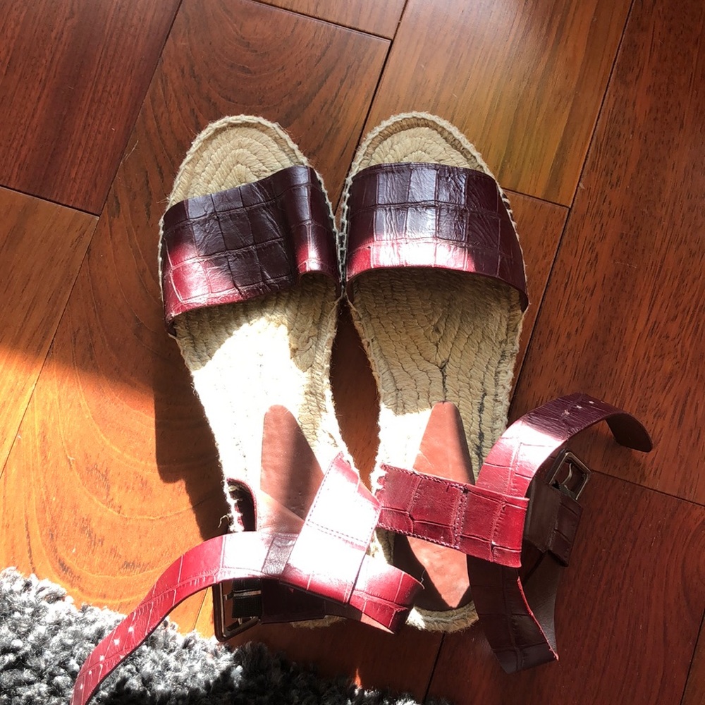 Burgundy Crocs Platform Espadrilles - image 2